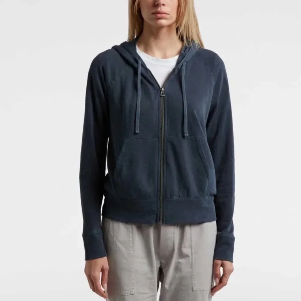 James Perse Navy Vintage French Terry Zip Hoodie 4 XL Minimalist Luxury - Picture 6 of 6